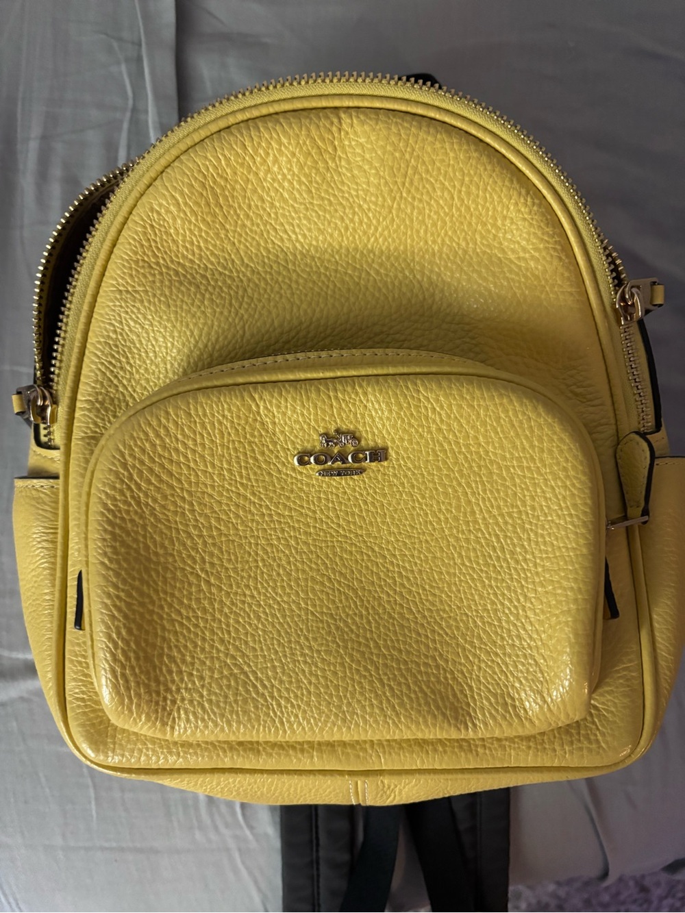 Coach Yellow Pebbled Leather Mini Rucksack